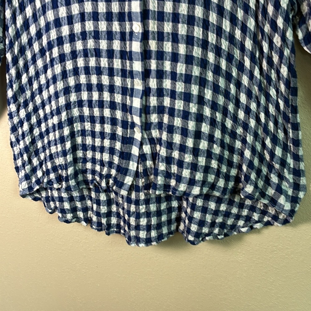 Jane and Delancey Navy and White Gingham Button-Down Shirt - Picture 3 of 10